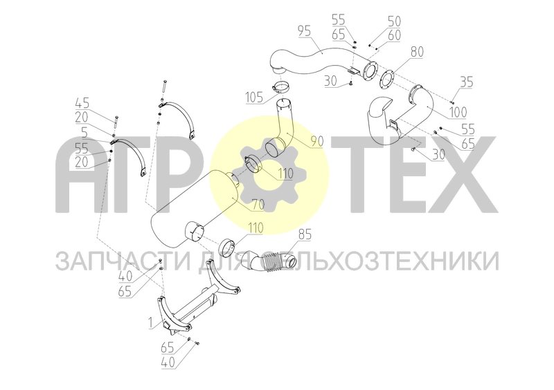 Чертеж Установка выхлопной системы (КСУ-2.05.21.800)